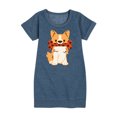 thumbnail image 1 of Instant Message - Corgi With Bone - Toddler And Youth Girls Fleece Dress, 1 of 6