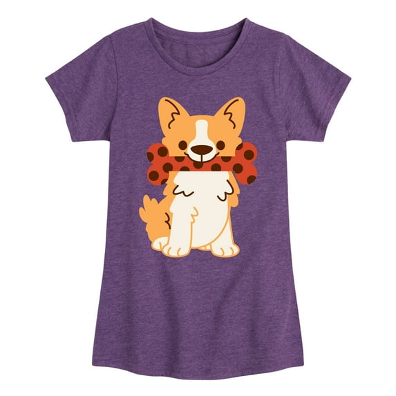 Instant Message - Corgi With Bone - Toddler And Youth Girls Short Sleeve Graphic T-Shirt