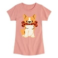 thumbnail image 1 of Instant Message - Corgi With Bone - Toddler And Youth Girls Short Sleeve Graphic T-Shirt, 1 of 6
