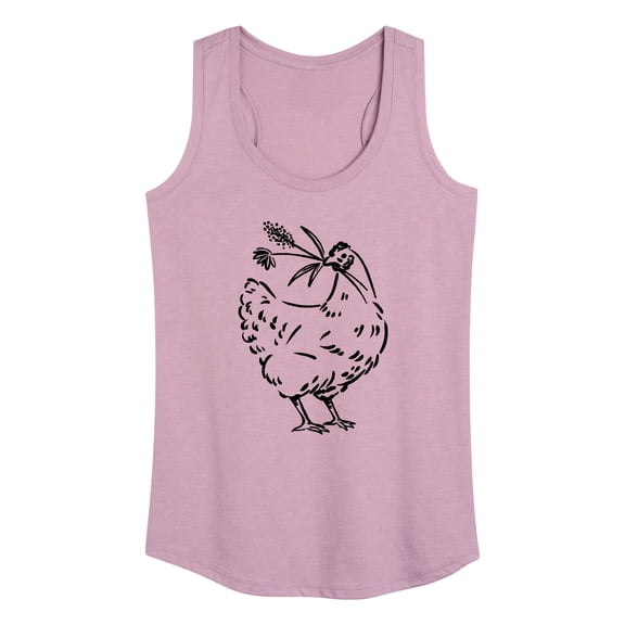 Instant Message - Country Casuals - Chicken w/ Flowers - Women's Racerback Tank Top