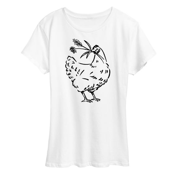 Instant Message - Country Casuals - Chicken w/ Flowers - Women's Short Sleeve Graphic T-Shirt