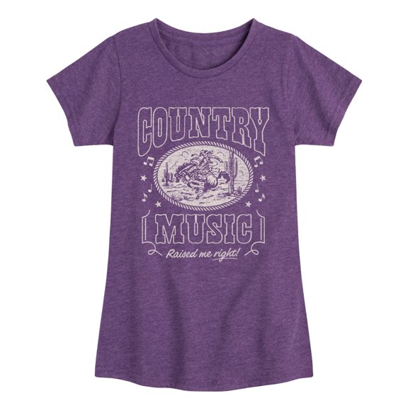 Instant Message - Country Music Raised Me Fitted Short Sleeve Graphic T-Shirt