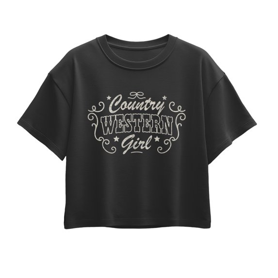 Instant Message - Country Western Girl Short Sleeve Boxy Graphic T-Shirt