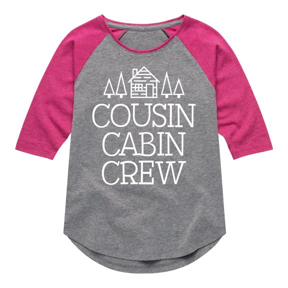 Instant Message - Cousin Cabin Crew - Vacation - Toddler & Youth Girls Raglan Graphic T-Shirt