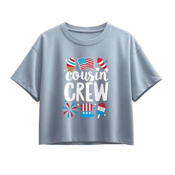 Instant Message - Cousin Crew July 4th Short Sleeve Boxy Graphic T-Shirt