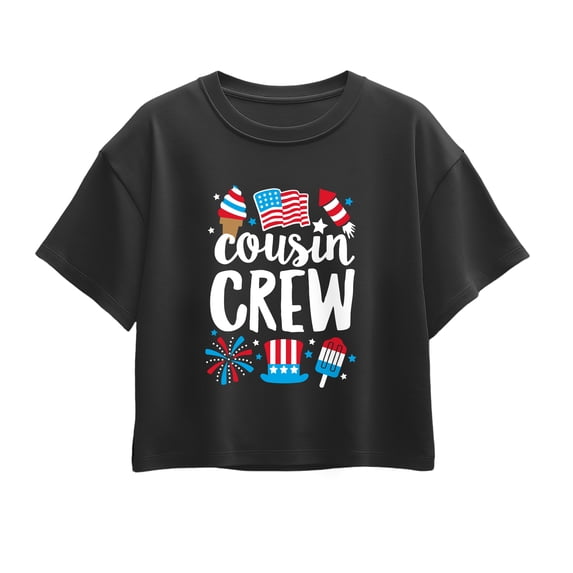 Instant Message - Cousin Crew July 4th Short Sleeve Boxy Graphic T-Shirt