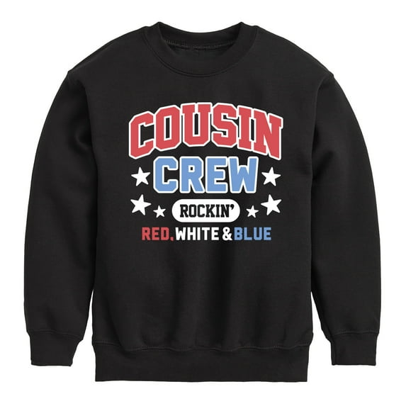 Instant Message - Cousin Crew Red White Blue - Toddler & Youth Crewneck Fleece Sweatshirt