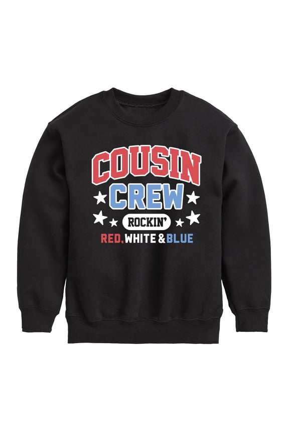 - Cousin Crew Red White Blue - Toddler & Youth Crewneck Fleece Sweatshirt