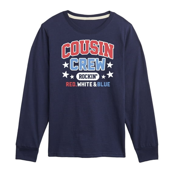 Instant Message - Cousin Crew Red White Blue - Toddler & Youth Long Sleeve Graphic T-Shirt