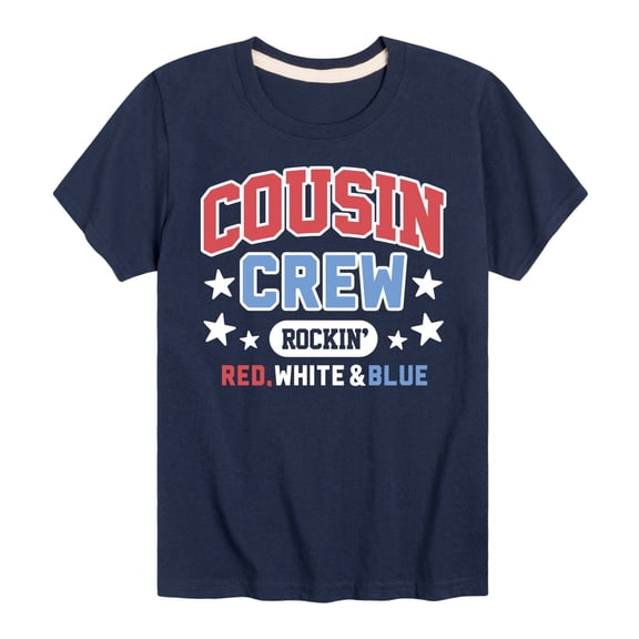 Instant Message - Cousin Crew Red White Blue - Toddler & Youth Short Sleeve Graphic T-Shirt