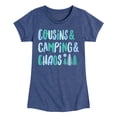 thumbnail image 1 of Instant Message - Cousins & Camping & Chaos - Toddler & Youth Girls Short Sleeve Graphic T-Shirt, 1 of 6