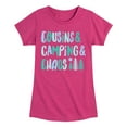 thumbnail image 1 of Instant Message - Cousins & Camping & Chaos - Toddler & Youth Girls Short Sleeve Graphic T-Shirt, 1 of 6