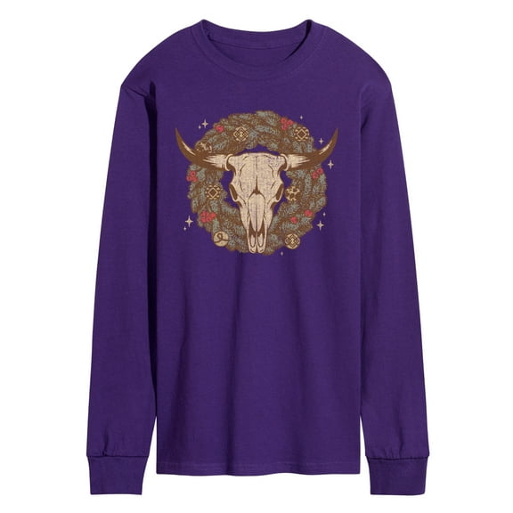 Instant Message - Cow Skull Wreath - Men's Long Sleeve Graphic T-Shirt