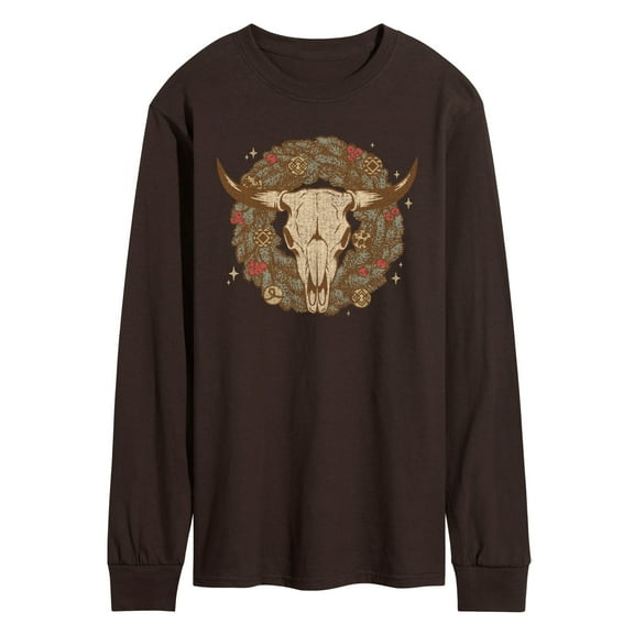 Instant Message - Cow Skull Wreath - Men's Long Sleeve Graphic T-Shirt
