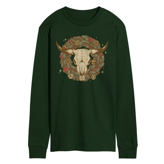 Instant Message - Cow Skull Wreath - Men's Long Sleeve Graphic T-Shirt