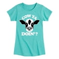 thumbnail image 1 of Instant Message - Cow Ya Doin - Toddler & Youth Girls Short Sleeve Graphic T-Shirt, 1 of 6