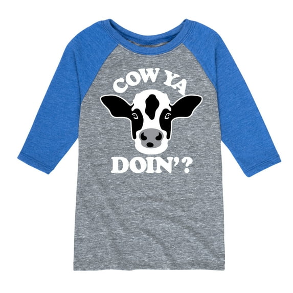 Instant Message - Cow Ya Doin - Toddler & Youth Raglan Graphic T-Shirt