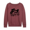 thumbnail image 1 of Instant Message - Cowboy Skull - Women's Lightweight French Terry Long Sleeve Shirt, 1 of 6