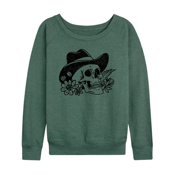 Instant Message - Cowboy Skull - Women's Lightweight French Terry Long Sleeve Shirt