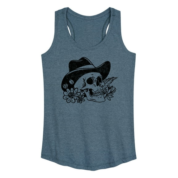 Instant Message - Cowboy Skull - Women's Racerback Tank Top