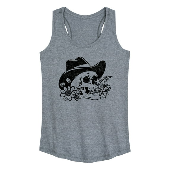 Instant Message - Cowboy Skull - Women's Racerback Tank Top