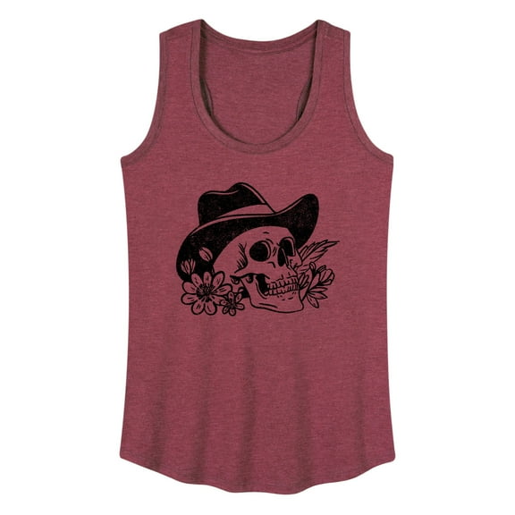 Instant Message - Cowboy Skull - Women's Racerback Tank Top