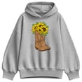 thumbnail image 1 of Instant Message - Cowgirl Boots With Sunflowers - Women's Oversized Fleece Hoodie Sweatshirt, 1 of 4