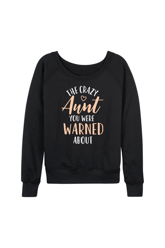 - Crazy Aunt Lightweight French Terry Wide Neck Long Sleeve Graphic Shirt