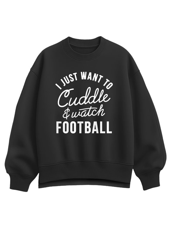 - Cuddle and Watch Football Women's Oversized Fleece Crew Sweatshirt