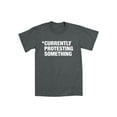 thumbnail image 1 of Instant Message - Currently Protesting Something Funny Cool Humor - Mens T-Shirt - Heather charcoal - 3 X-Large, 1 of 5
