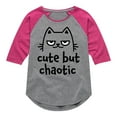 thumbnail image 1 of Instant Message - Cute But Chaotic - Toddler And Youth Girls Raglan Graphic T-Shirt, 1 of 5