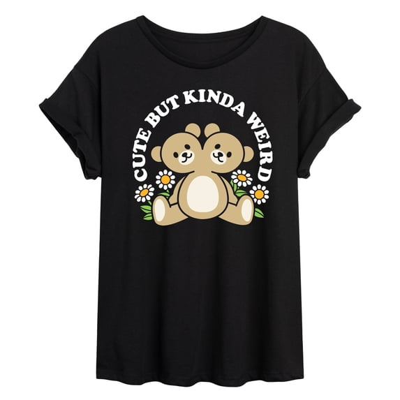 Instant Message - Cute But Weird Teddy Bear Oversized Graphic T-Shirt