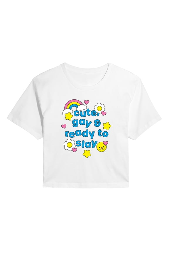 - Cute Gay Ready Slay Cropped Graphic T-Shirt