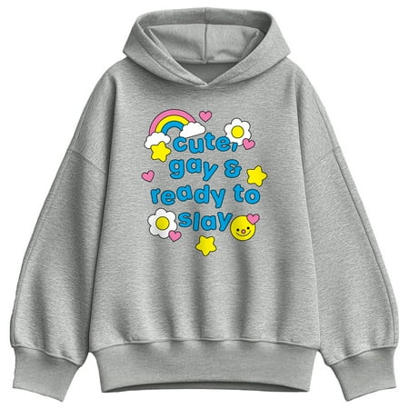 Instant Message - Cute Gay Ready Slay Oversized Fleece Hoodie Sweatshirt