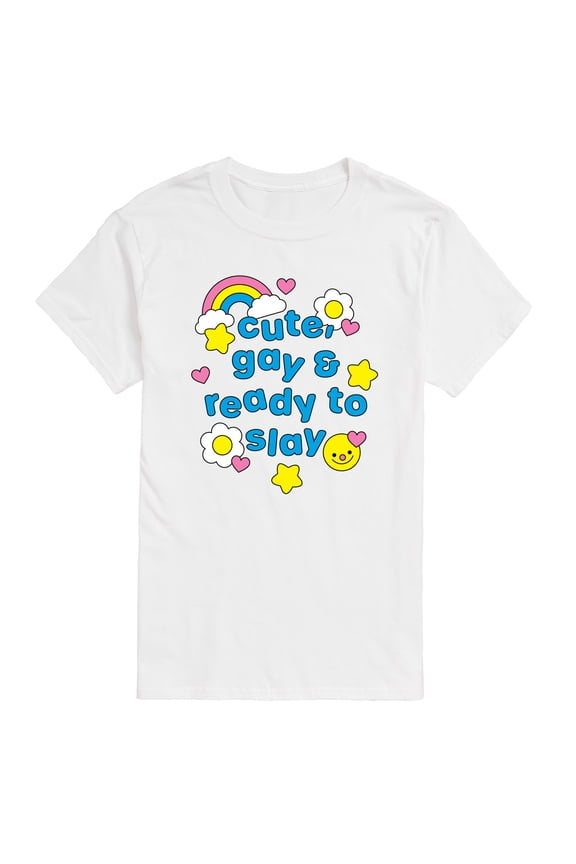 - Cute Gay Ready Slay Short Sleeve Graphic T-Shirt