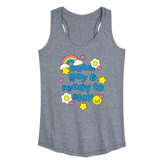 Instant Message - Cute Gay Ready Slay Women's Graphic Racerback Tank