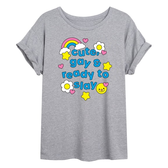 Instant Message - Cute Gay Ready Slay - Women's Oversized Graphic T-shirt