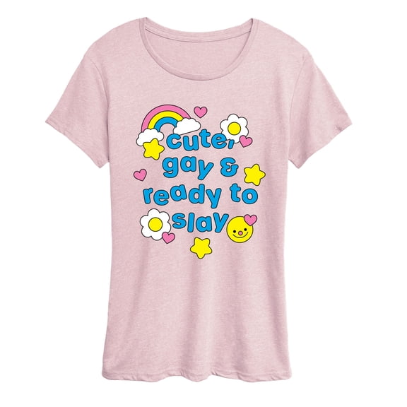 Instant Message - Cute Gay Ready Slay - Women's Short Sleeve Graphic T-shirt