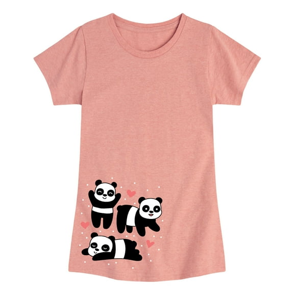 Instant Message - Cute Pandas - Toddler and Youth Girls Short Sleeve T-Shirt
