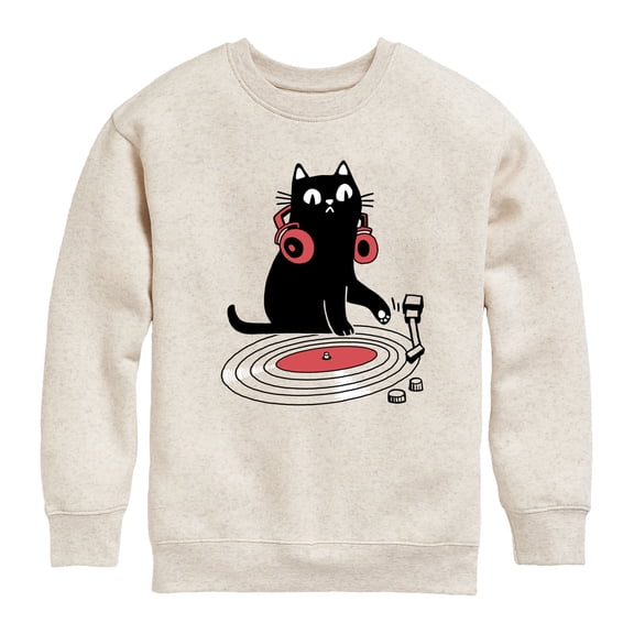 Instant Message - DJ Cat - Toddler & Youth Crewneck Fleece Sweatshirt