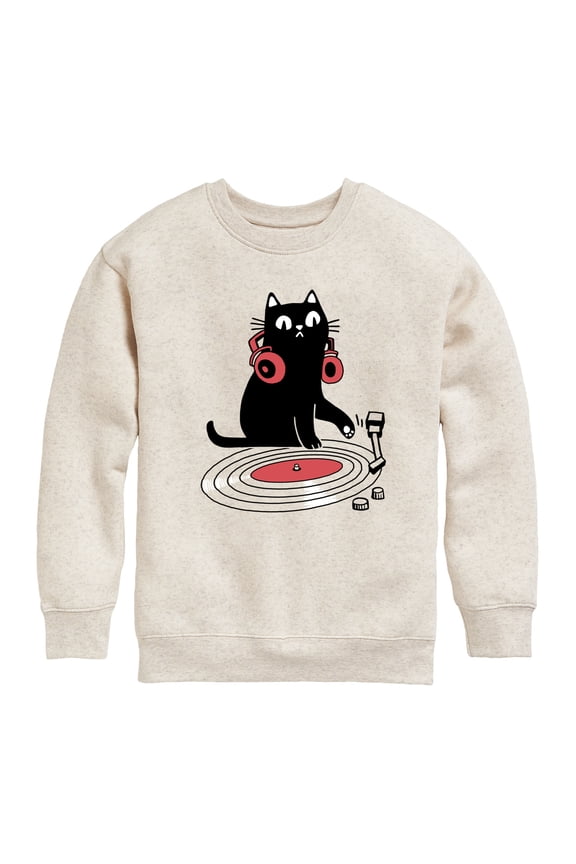 - DJ Cat - Toddler & Youth Crewneck Fleece Sweatshirt