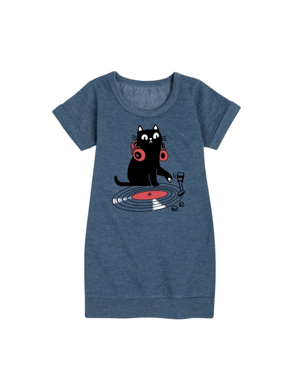 - DJ Cat Girls' Graphic Short Sleeve Fleece Dress