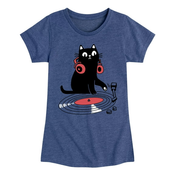 Instant Message - DJ Cat - Toddler & Youth Girls Short Sleeve Graphic T-Shirt