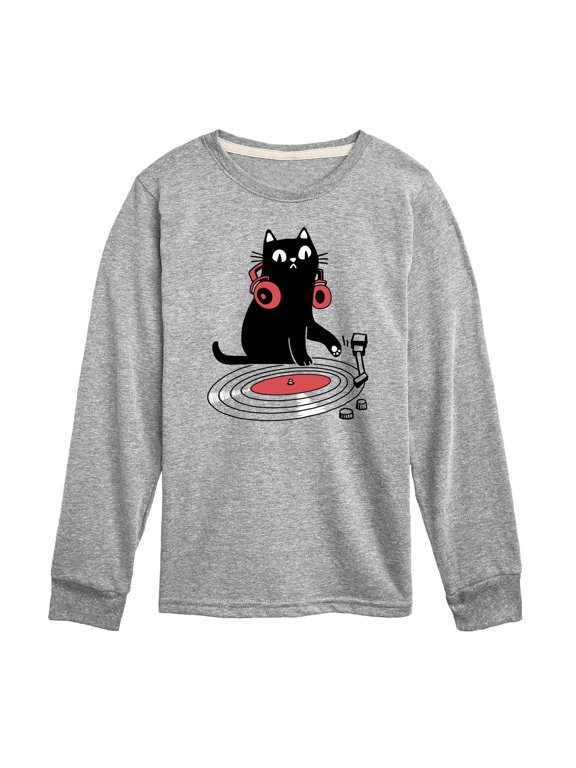 - DJ Cat Boys' Long Sleeve Graphic T-Shirt