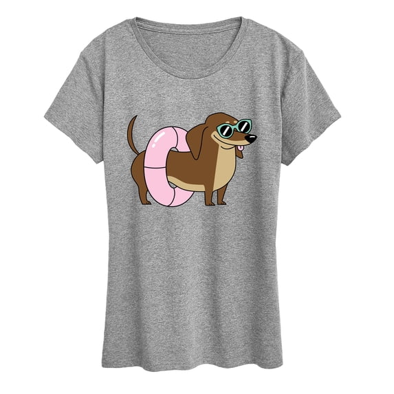Instant Message - Dachshund Pool Float Women's Short Sleeve Graphic T-Shirt