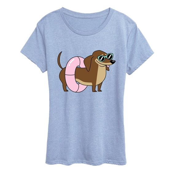 Instant Message - Dachshund Pool Float Women's Short Sleeve Graphic T-Shirt