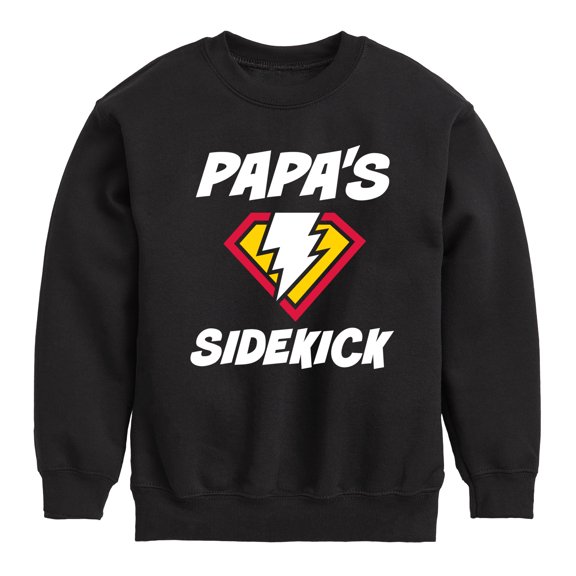 Instant Message - Dad & Son Matching Set - Papa & Sidekick - Men's & Kids Crew Neck Fleece Pullover