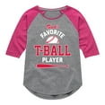thumbnail image 1 of Instant Message - Dad's Favorite T-Ball Player - Girls Shirt Tail Raglan, 1 of 6