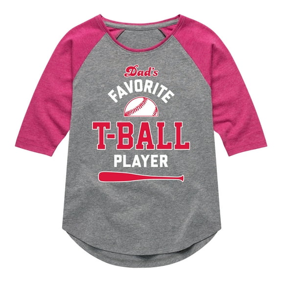 Instant Message - Dad's Favorite T-Ball Player - Girls Shirt Tail Raglan