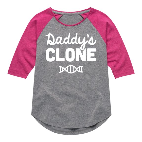 Instant Message - Daddy's Clone - Toddler & Youth Girls Raglan Graphic T-Shirt